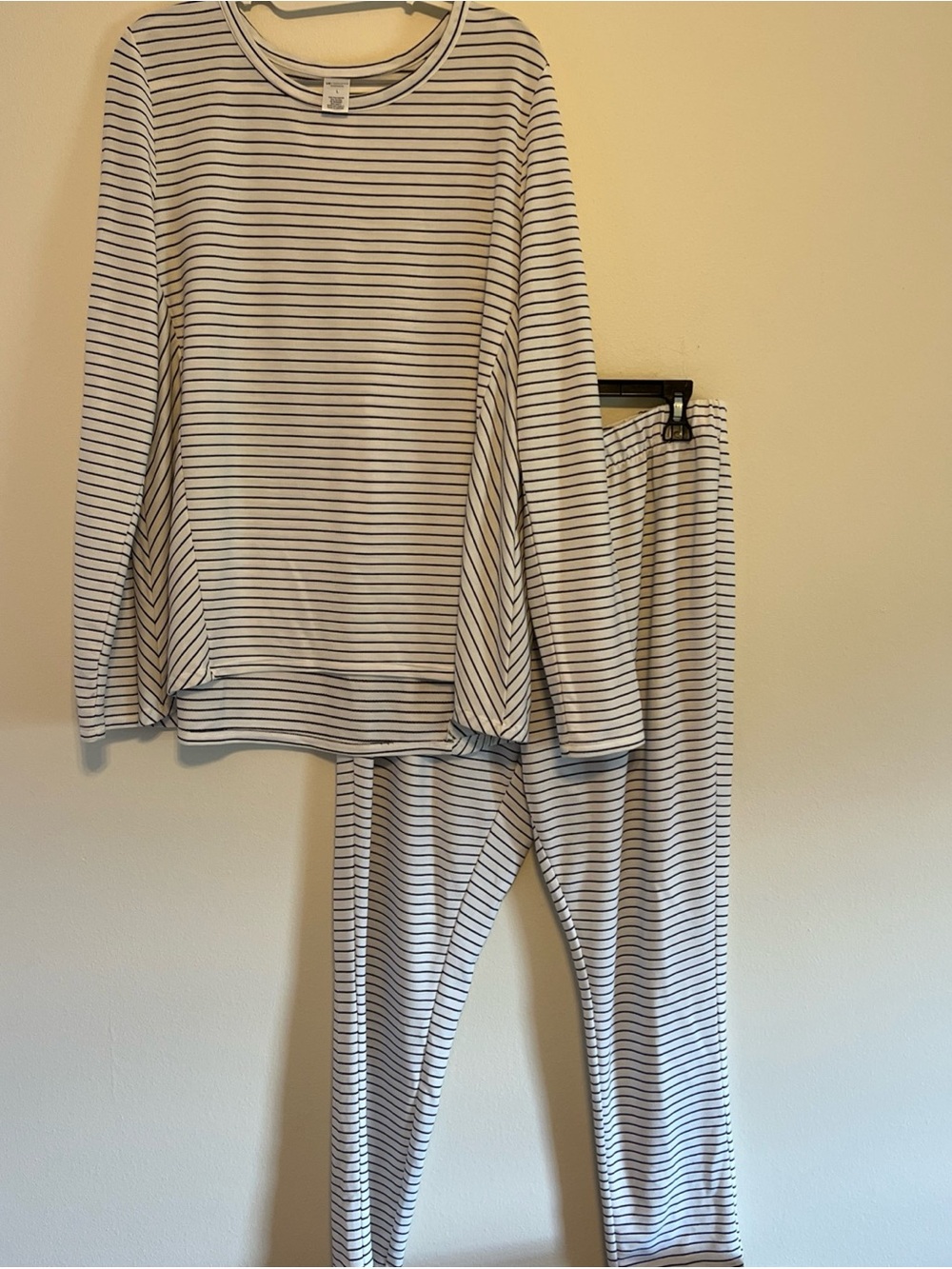 Striped White and Navy Kids Pajama Set
